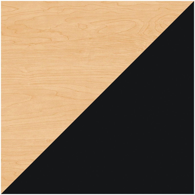 Pemberly Row Right-Hand Single Pedestal File Office Desk in Black / Maple