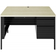 Pemberly Row Right-Hand Single Pedestal File Office Desk in Black / Maple