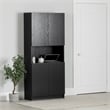 Pemberly Row 4-Door Bookcase with Open Storage Wide Black Oak