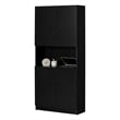Pemberly Row 4-Door Bookcase with Open Storage Wide Black Oak
