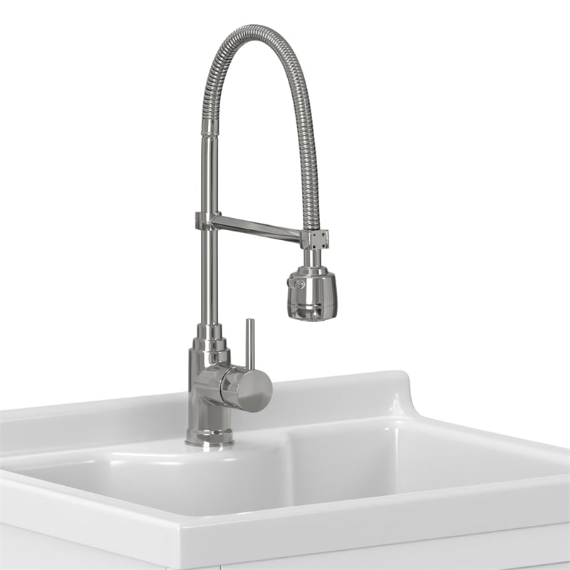 Pemberly Row 24-inch ABS Utility Sink & Cabinet in Pure White