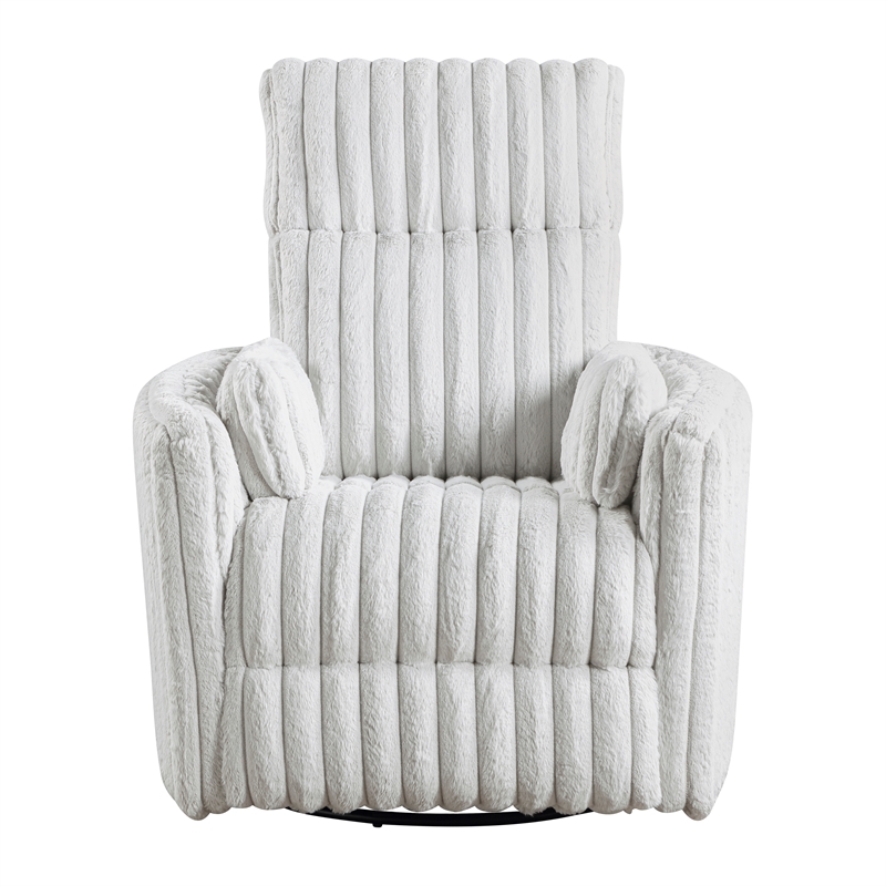 Pemberly Row Modern Corduroy Swivel Glider Reclining Chair in Gray