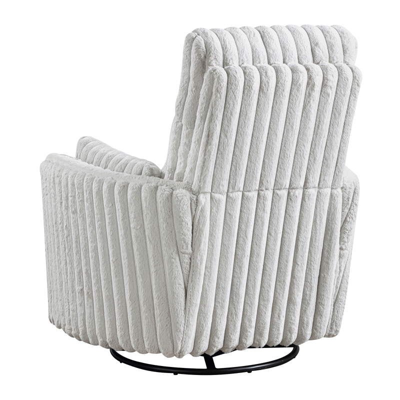 Pemberly Row Modern Corduroy Swivel Glider Reclining Chair in Gray