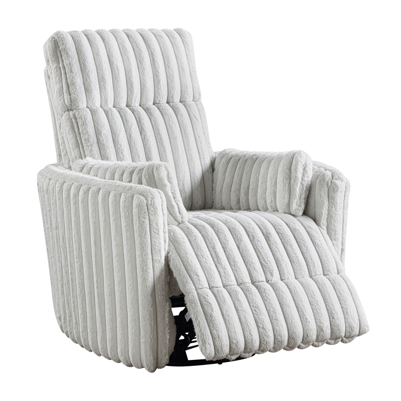 Pemberly Row Modern Corduroy Swivel Glider Reclining Chair in Gray