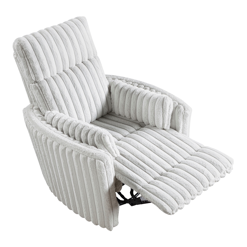 Pemberly Row Modern Corduroy Swivel Glider Reclining Chair in Gray
