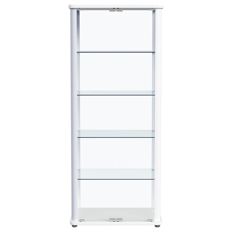 Pemberly Row 4-Shelf Wood Display Curio Cabinet with LED Lighting in White