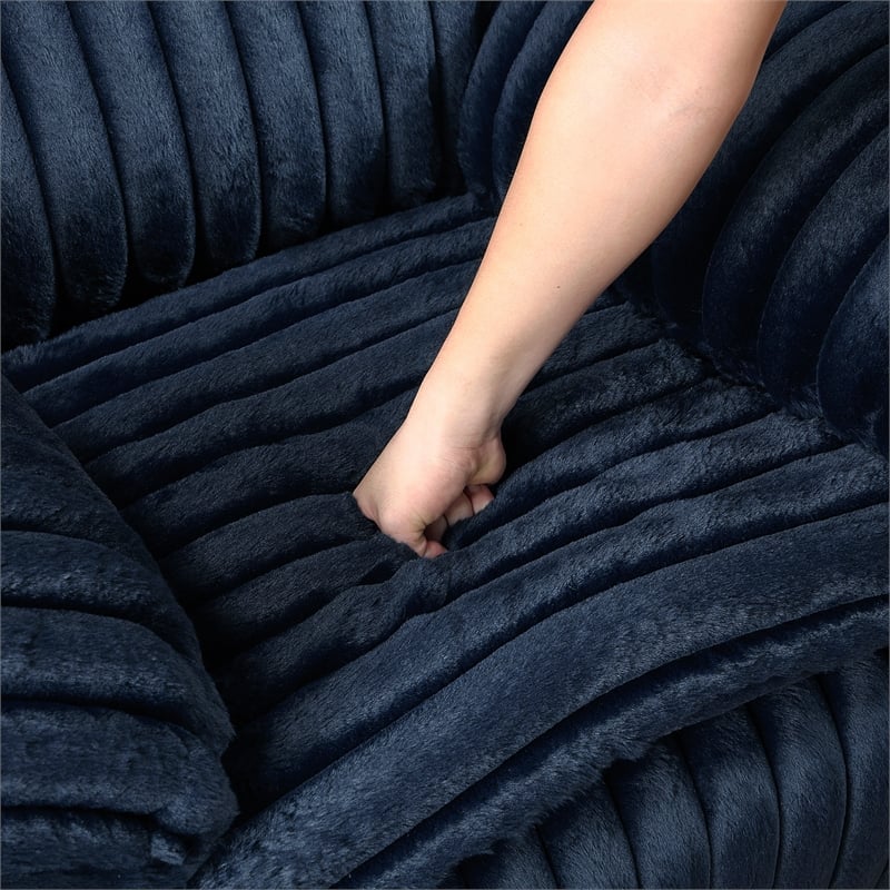 Pemberly Row Contemporary Corduroy Double Reclining Sofa in Blue