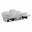 Pemberly Row Contemporary Corduroy Double Reclining Sofa in Gray