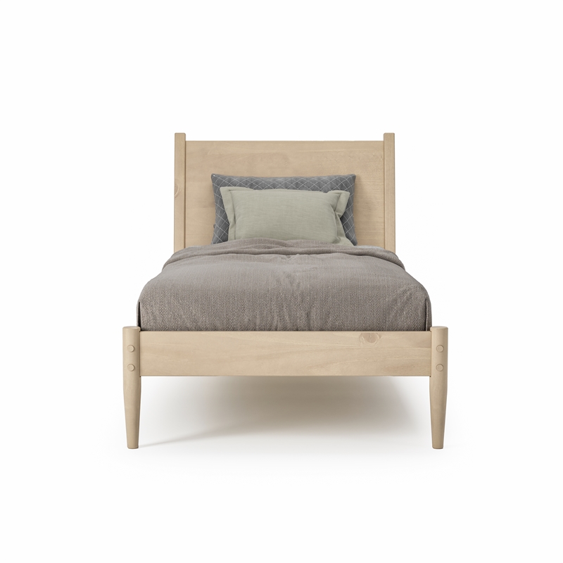 Pemberly Row Mid-Century Wood Twin Panel Bed Twin in Light Oak