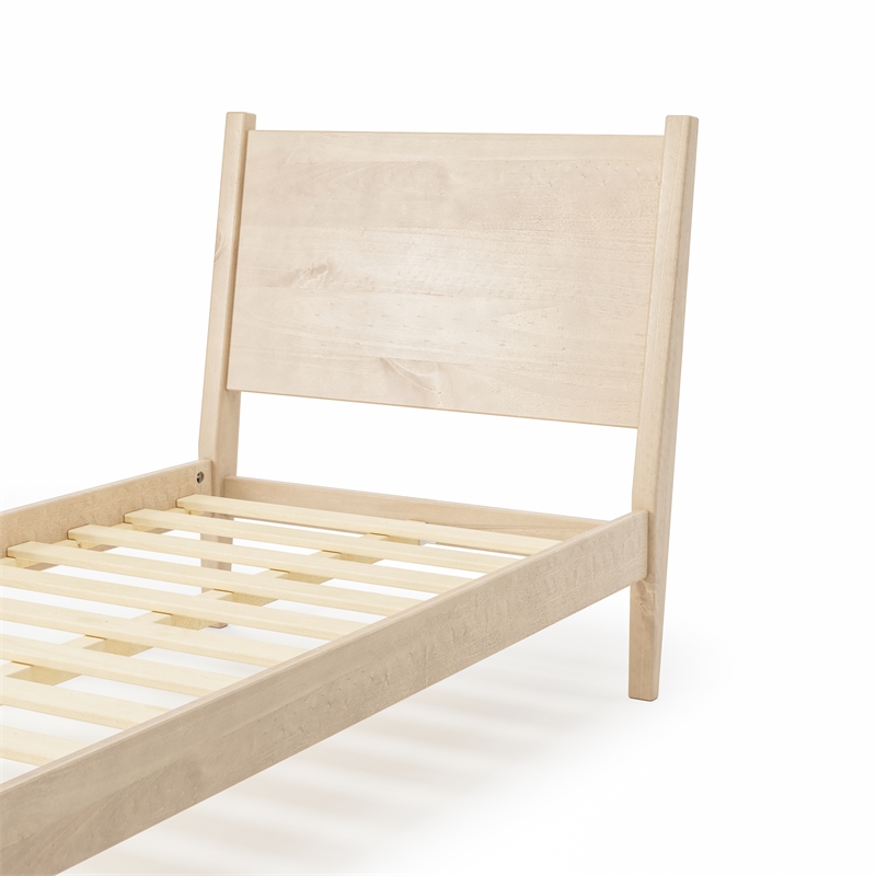 Pemberly Row Mid-Century Wood Twin Panel Bed Twin in Light Oak