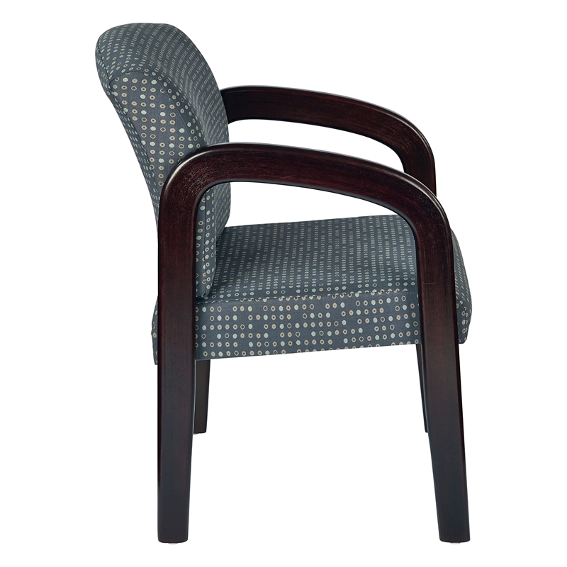 Pemberly Row Fabric Mahogany Finish Wood Visitor Chair in Ash Gray