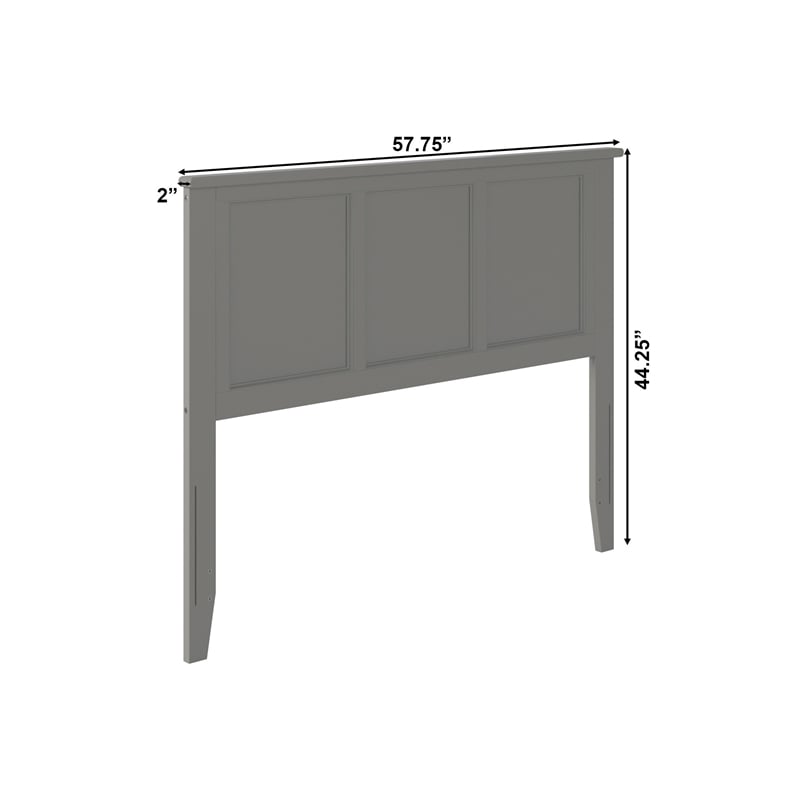 Pemberly Row Madison Full Solid Wood Panel Headboard in Grey