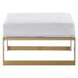 Pemberly Row Modern Outdoor Ottoman in White and French Gold