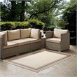Pemberly Row Solid Border Indoor and Outdoor Area Rug - Light/Dark Beige