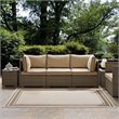 Pemberly Row Solid Border Indoor and Outdoor Area Rug - Light/Dark Beige