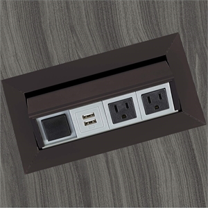 Pemberly Row Metal Power Module with 2 Power and 2 USB Outlets in Black