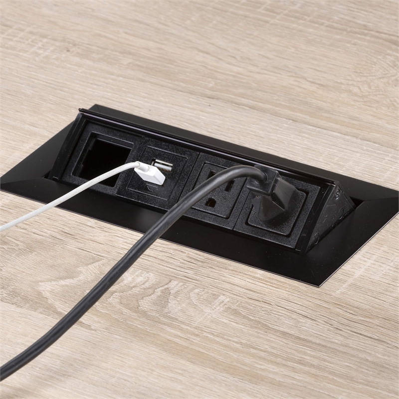 Pemberly Row Metal Power Module with 2 Power and 2 USB Outlets in Black