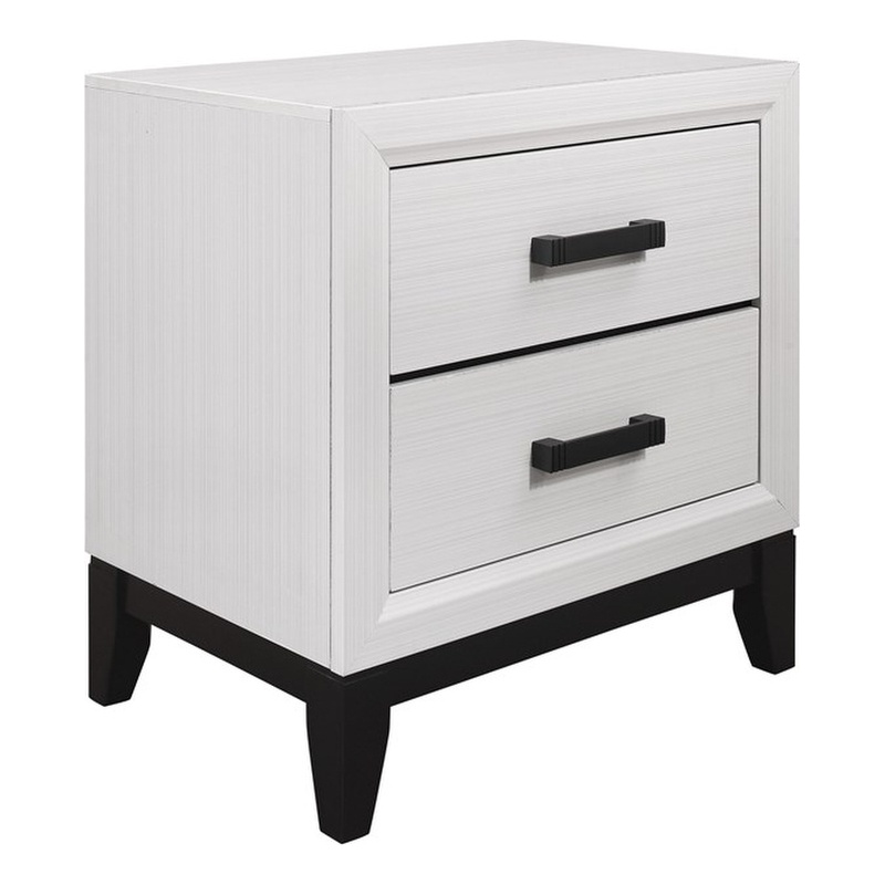 Pemberly Row Modern White and Black Wood 2-Drawer Nightstand