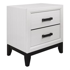 Pemberly Row Modern White and Black Wood 2-Drawer Nightstand