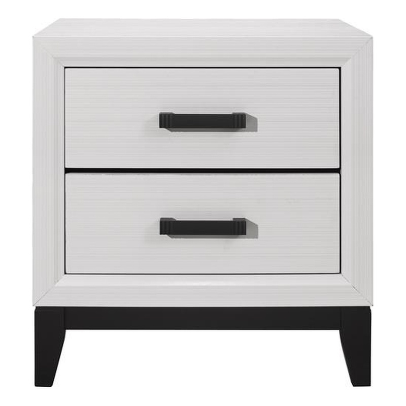 Pemberly Row Modern White and Black Wood 2-Drawer Nightstand