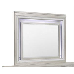Pemberly Row Modern Metallic Large Scale Beige Mirror with LED