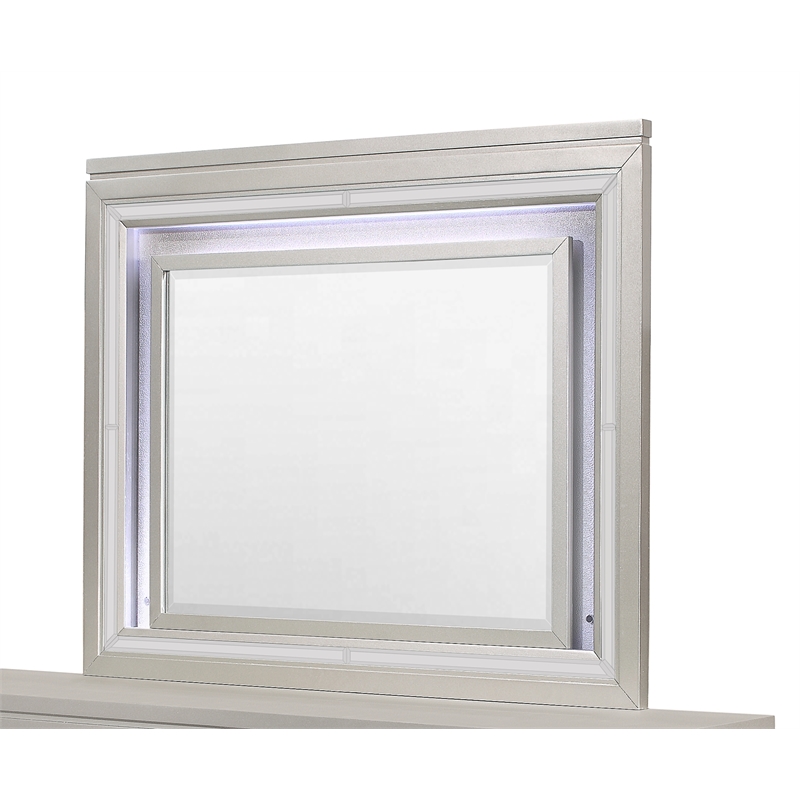 Pemberly Row Modern Metallic Large Scale Beige Mirror with LED