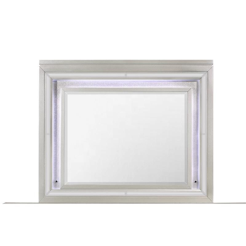 Pemberly Row Modern Metallic Large Scale Beige Mirror with LED
