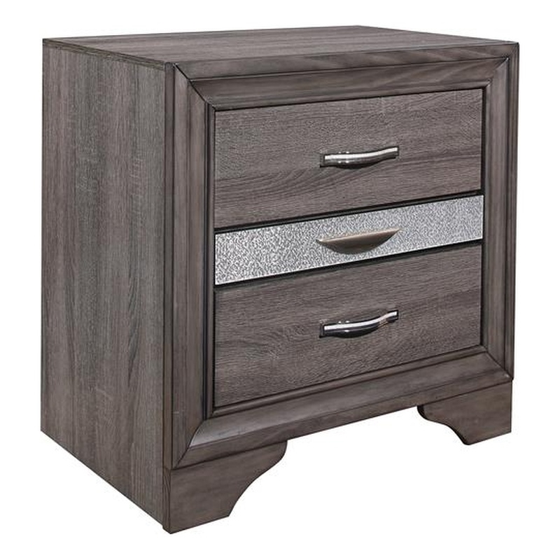 Pemberly Row Contemporary Contemporary Melamine Gray Wood 3- Drawer Nightstand