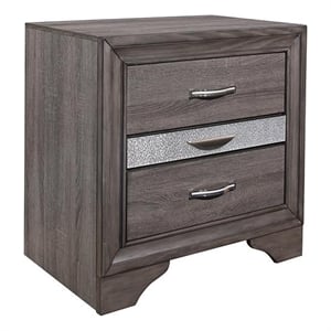 Pemberly Row Contemporary Contemporary Melamine Gray Wood 3- Drawer Nightstand