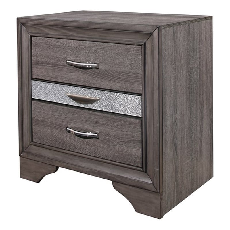 Pemberly Row Contemporary Contemporary Melamine Gray Wood 3- Drawer Nightstand