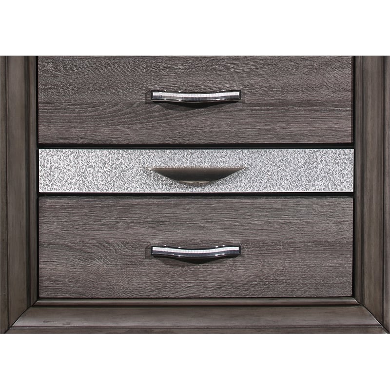 Pemberly Row Contemporary Contemporary Melamine Gray Wood 3- Drawer Nightstand