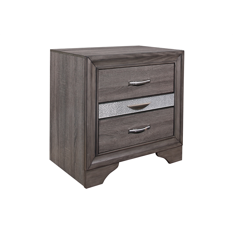 Pemberly Row Contemporary Contemporary Melamine Gray Wood 3- Drawer Nightstand