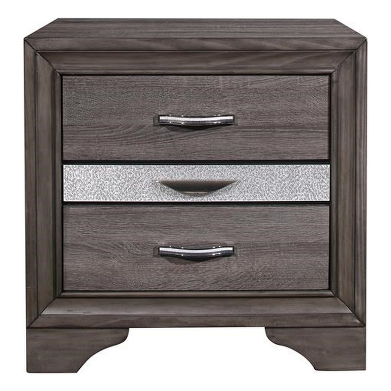 Pemberly Row Contemporary Contemporary Melamine Gray Wood 3- Drawer Nightstand