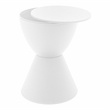 Pemberly Row Contemporary Plastic Ribbed Round End Table in White