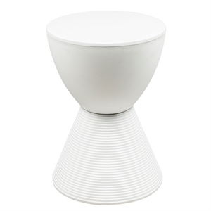 Pemberly Row Contemporary Plastic Ribbed Round End Table in White