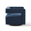 Pemberly Row Modern Performance Velvet Swivel Armchair in Midnight Blue