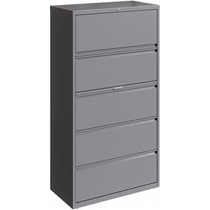 Pemberly Row 36&quot Wide 5 Drawer Metal Lateral Filing Cabinet Arctic Silver