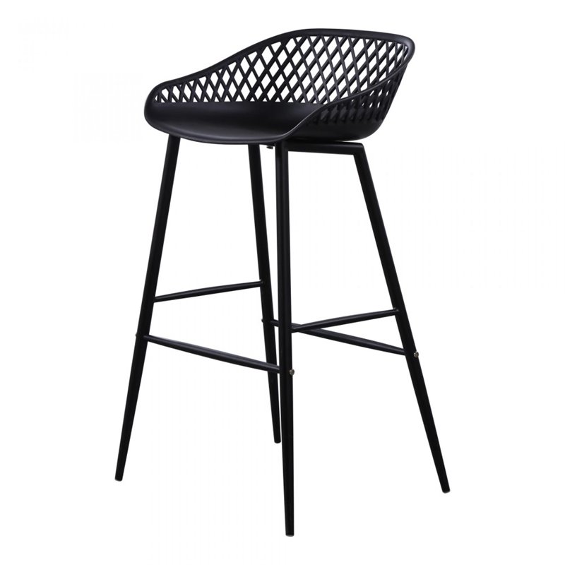Pemberly Row Modern / Contemporary Outdoor Barstool Black-Set Of Two