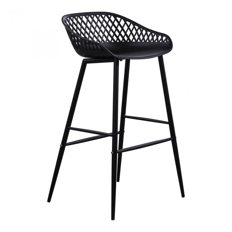 Pemberly Row Modern / Contemporary Outdoor Barstool Black-Set Of Two