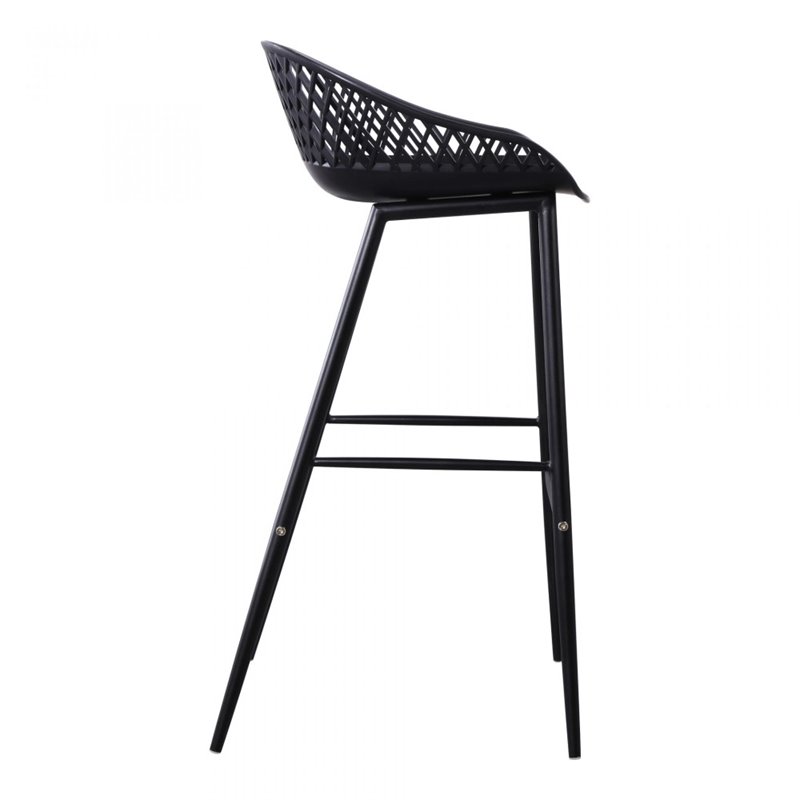 Pemberly Row Modern / Contemporary Outdoor Barstool Black-Set Of Two