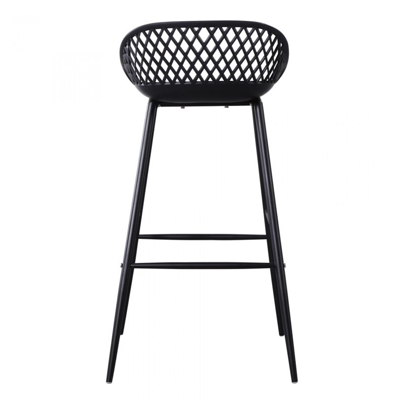 Pemberly Row Modern / Contemporary Outdoor Barstool Black-Set Of Two