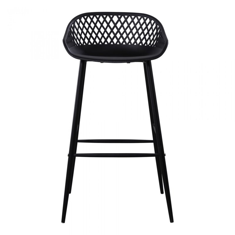 Pemberly Row Modern / Contemporary Outdoor Barstool Black-Set Of Two