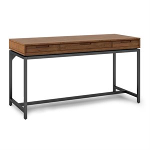 Pemberly Row Solid Hardood Industrial 60 &quot Desk in Medium Saddle Brown
