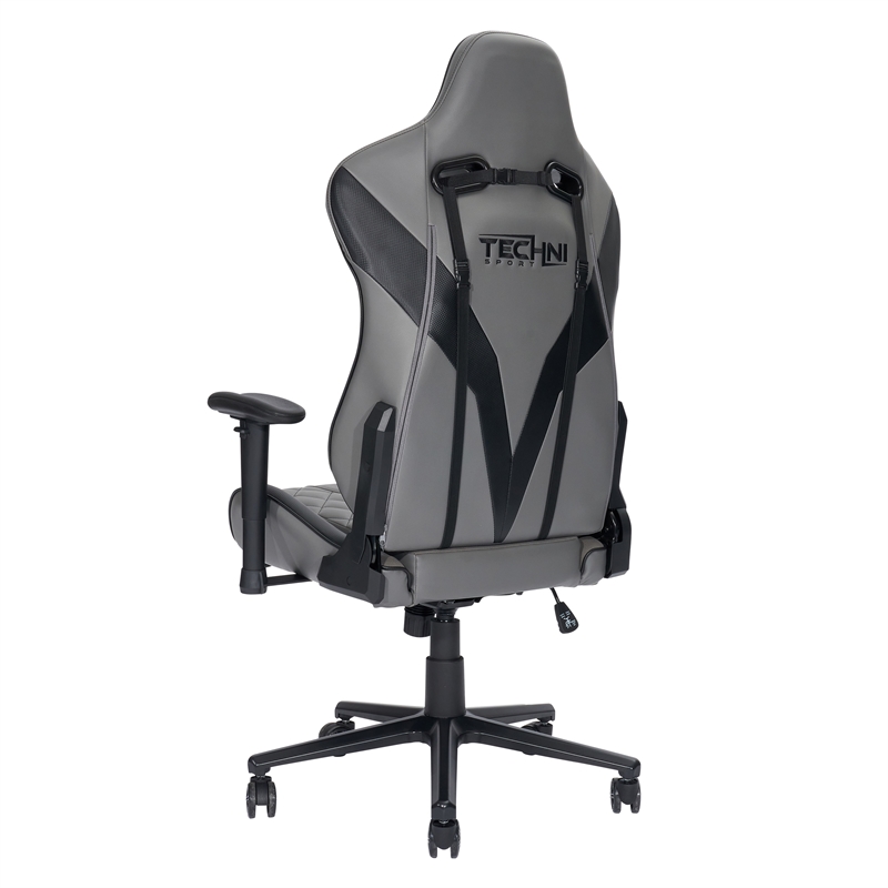 Pemberly Row Sport Polyurethane and Steel Frame XL-Ergonomic Gaming Chair - Gray