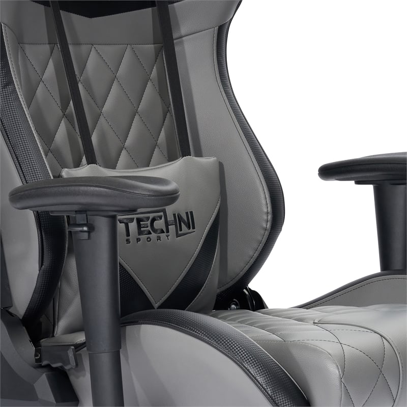 Pemberly Row Sport Polyurethane and Steel Frame XL-Ergonomic Gaming Chair - Gray