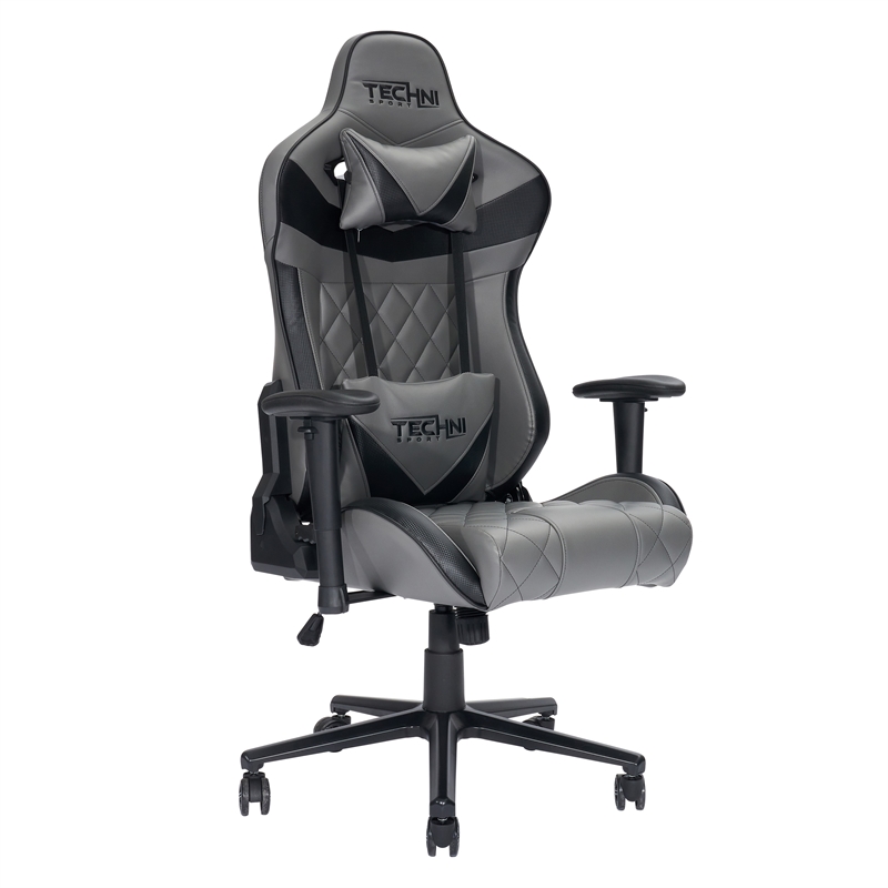 Pemberly Row Sport Polyurethane and Steel Frame XL-Ergonomic Gaming Chair - Gray