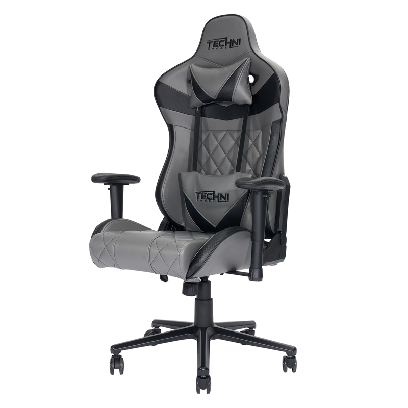 Pemberly Row Sport Polyurethane and Steel Frame XL-Ergonomic Gaming Chair - Gray