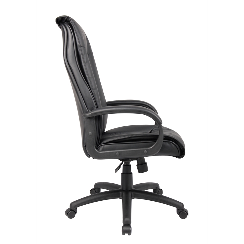 Pemberly Row Modern LeatherPlus Spring Tilt Office Chair in Black