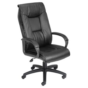 Pemberly Row Modern LeatherPlus Spring Tilt Office Chair in Black