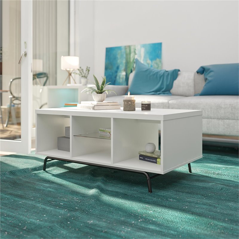 Pemberly Row Modern / Contemporary Engineered Wood Coffee Table in White